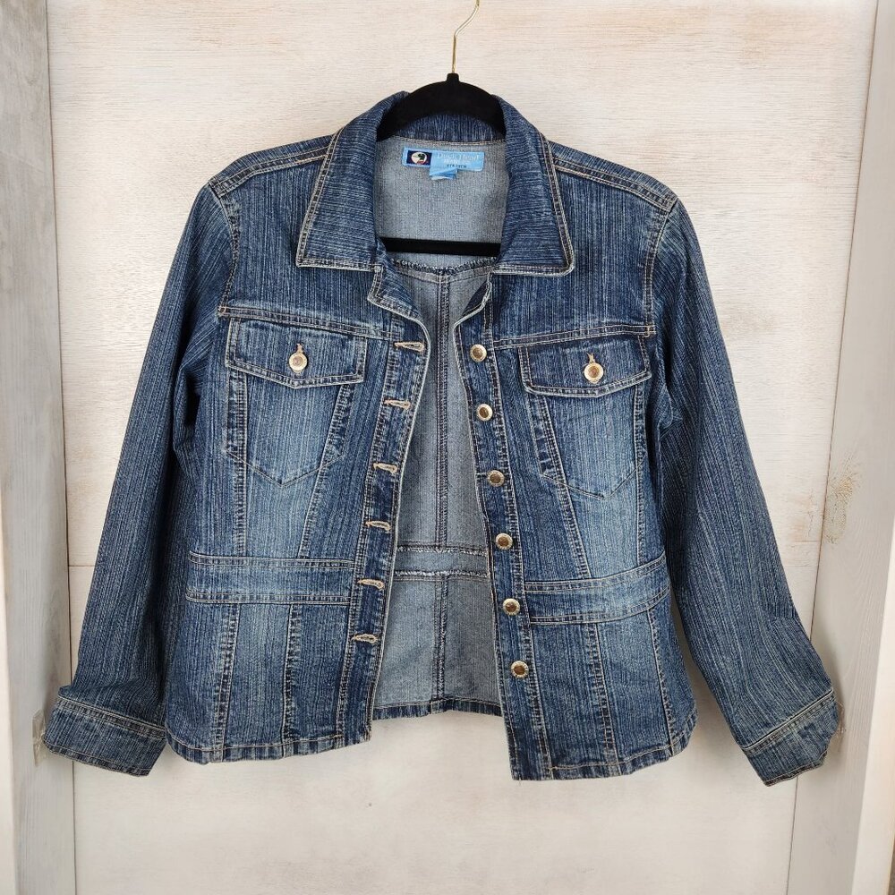Duck Head Jeans Co. Stretch Medium Wash Denim Jacket Small, Button Down, 90s/Y2K - Picture 4 of 8